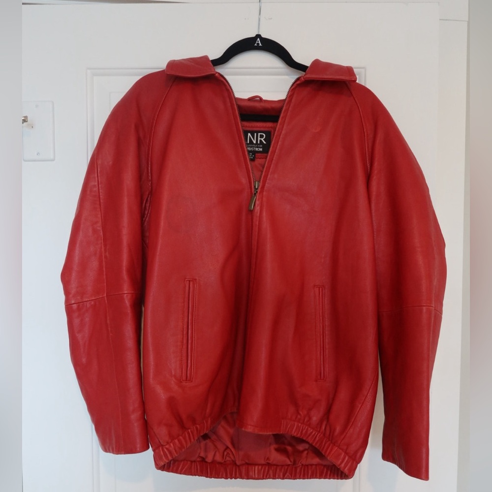 ❤️Red Faux Leather Bomber